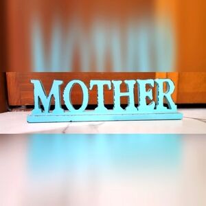 Blue Wooden 'MOTHER' Sign